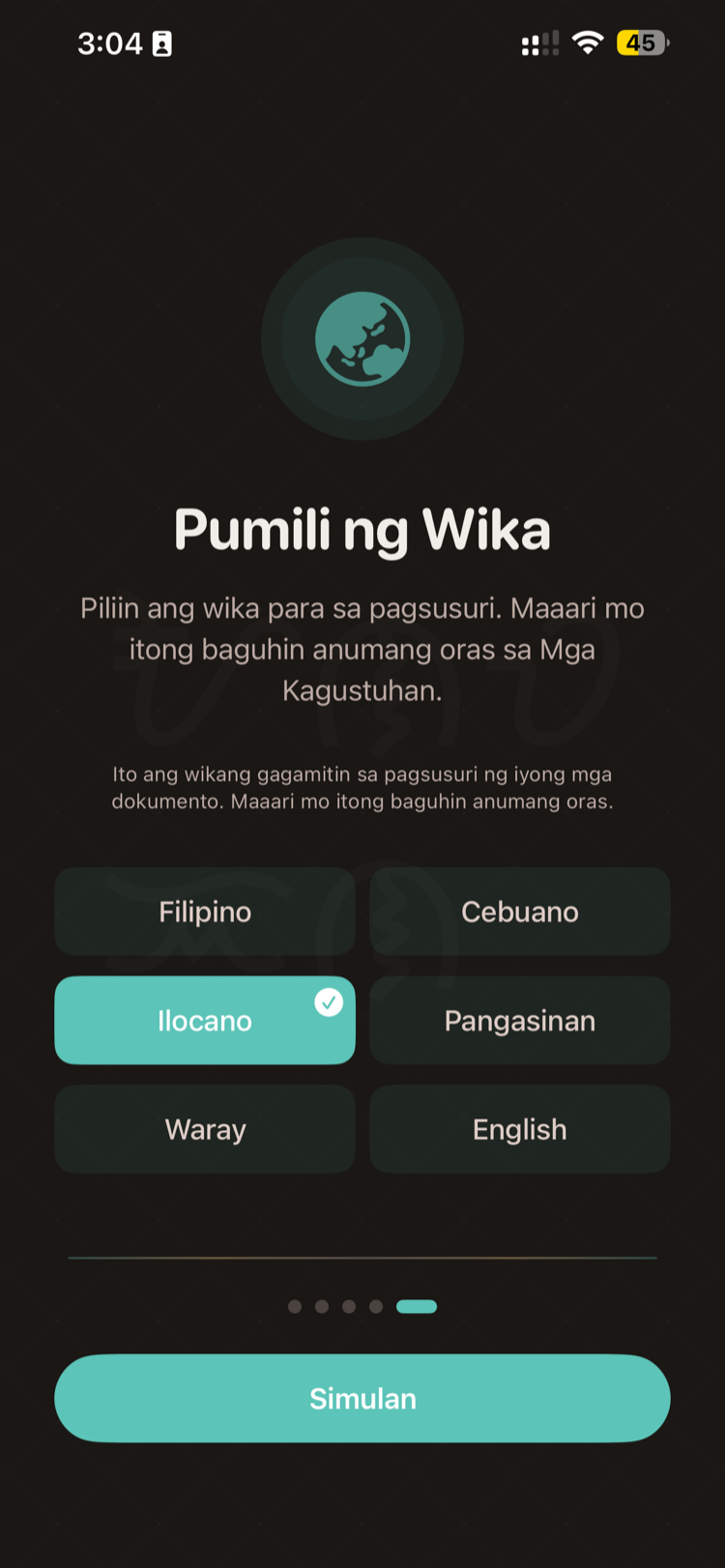 UNAWAIN Dialect Selection